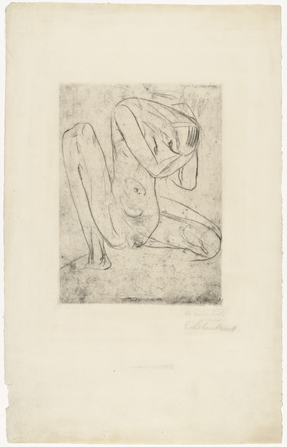Wilhelm Lehmbruck. Cowering Woman III (Kauernde III). (1914?, printed 1920)