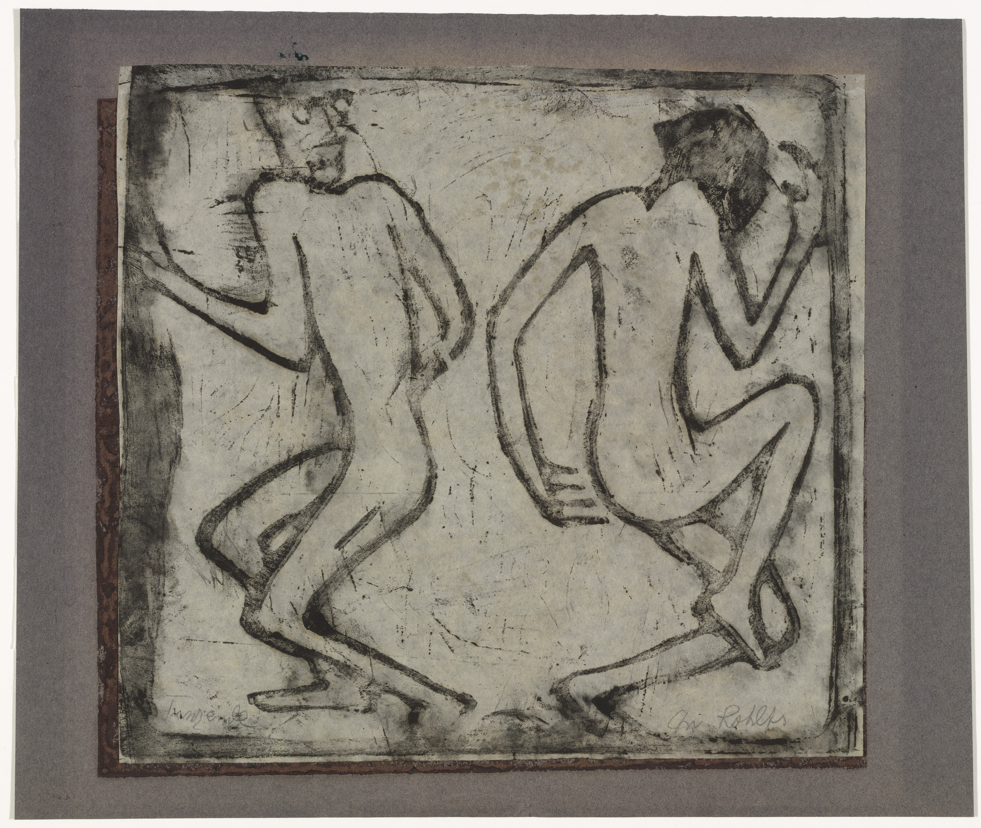 Christian Rohlfs. .a Two Dancers .b Conversation .c Conversation (partial stencil)