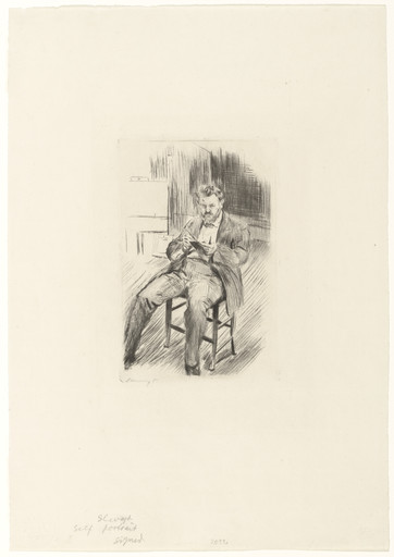 Self-Portrait, Etching in the Studio