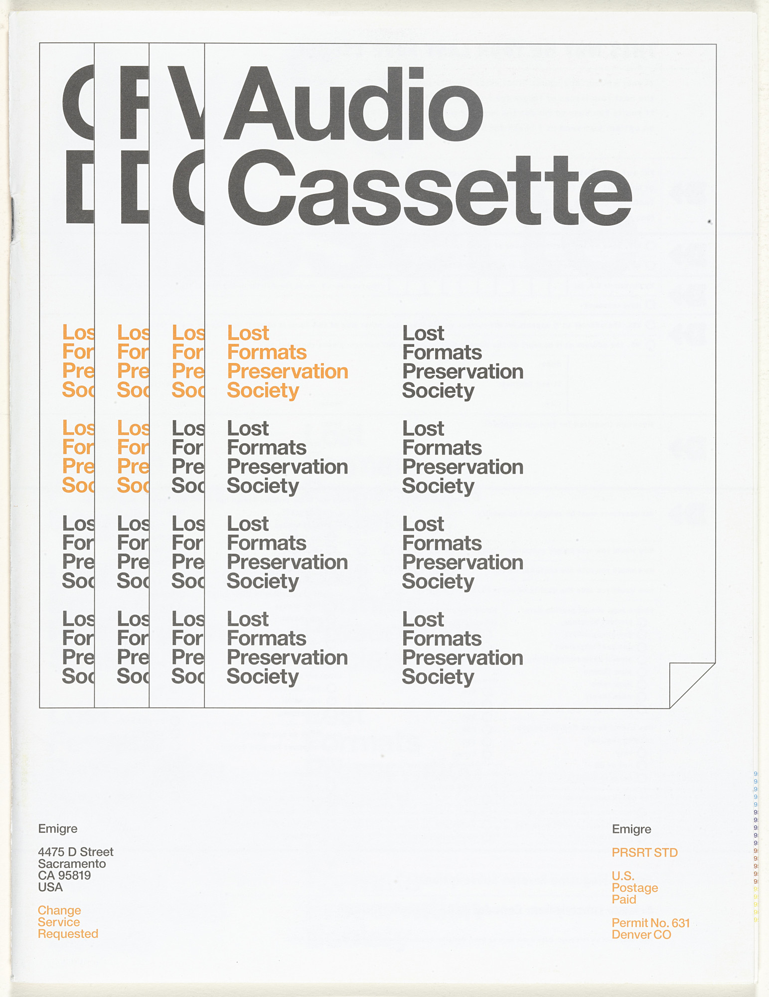 Emigre Inc., Rudy VanderLans, Zuzana Licko. Emigre 57, Lost Formats Preservation Society