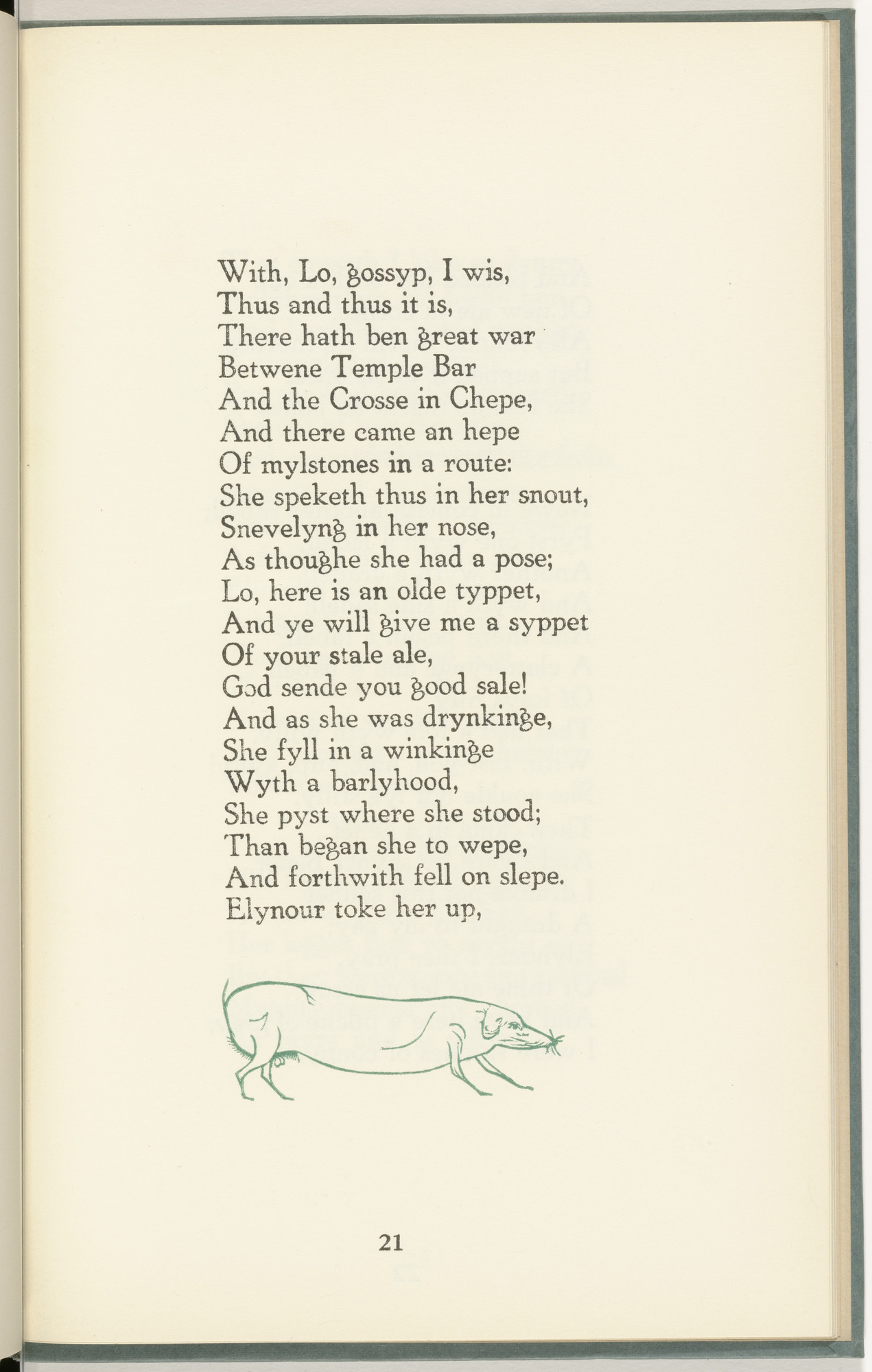 Leonard Baskin. Castle Street Dog (in-text plate, page 21) from The Tunning of Elynour Rummynge