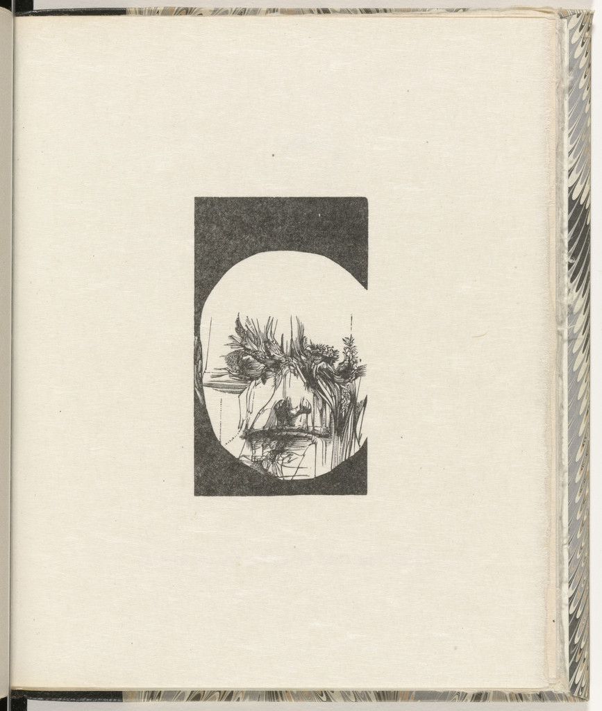 Blake: An Imagined Death Mask (plate, folio 19) from Blake and the Youthful Ancients, Leonard Baskin, 1956