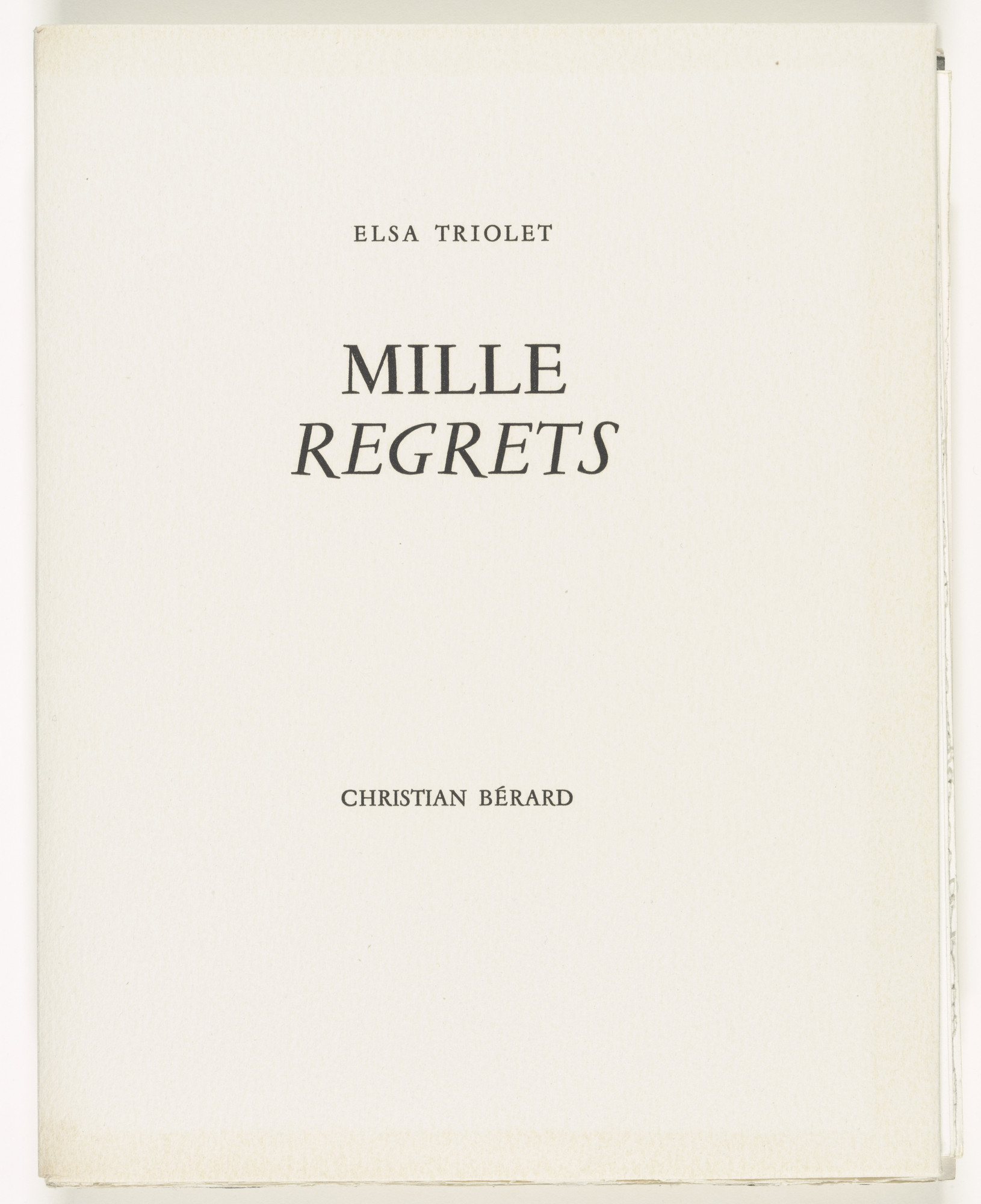 Christian Bérard. Mille Regrets (A Thousand Regrets)