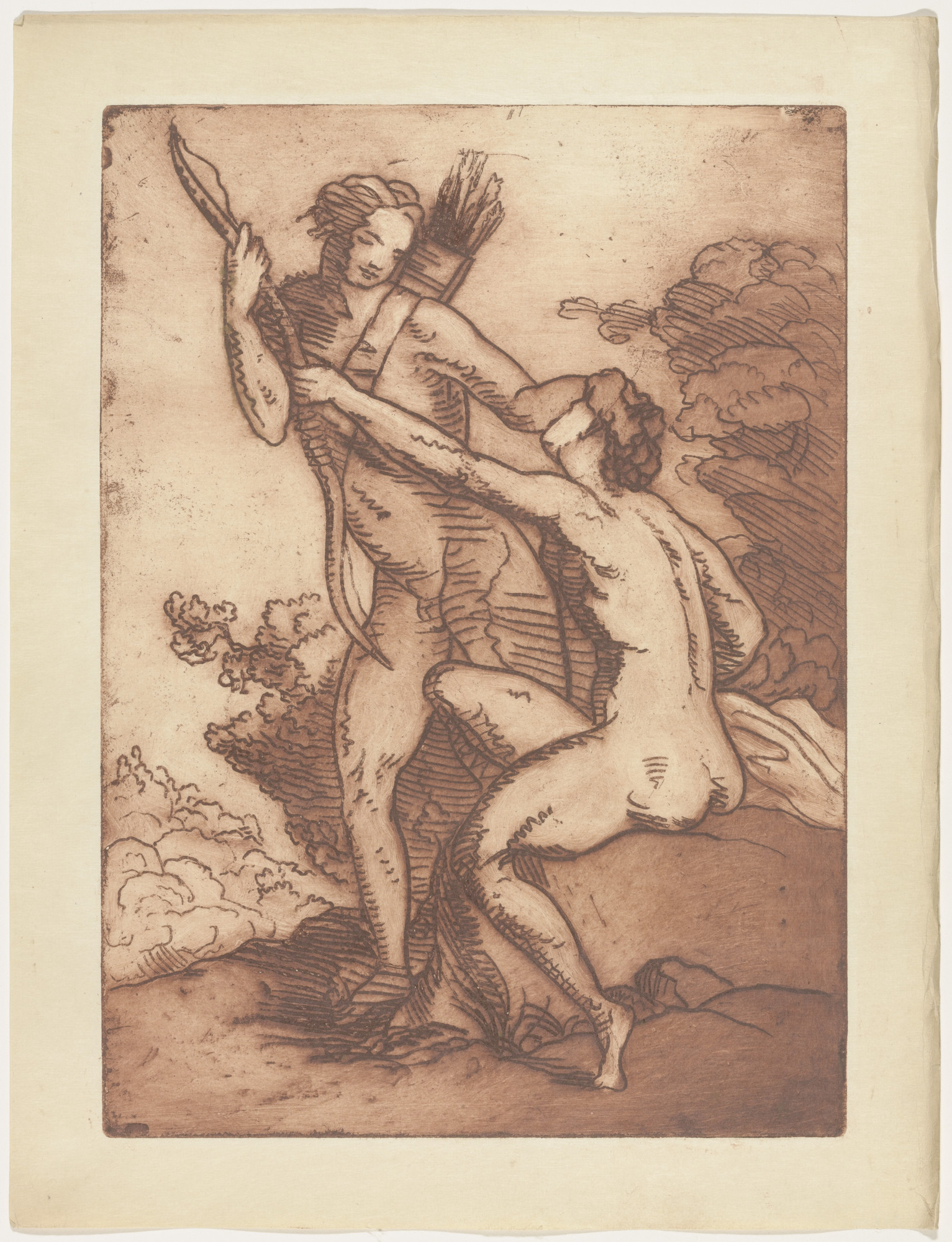 Émile Bernard. Venus and Adonis (plate, folio 77) from Les Amours (The Loves)