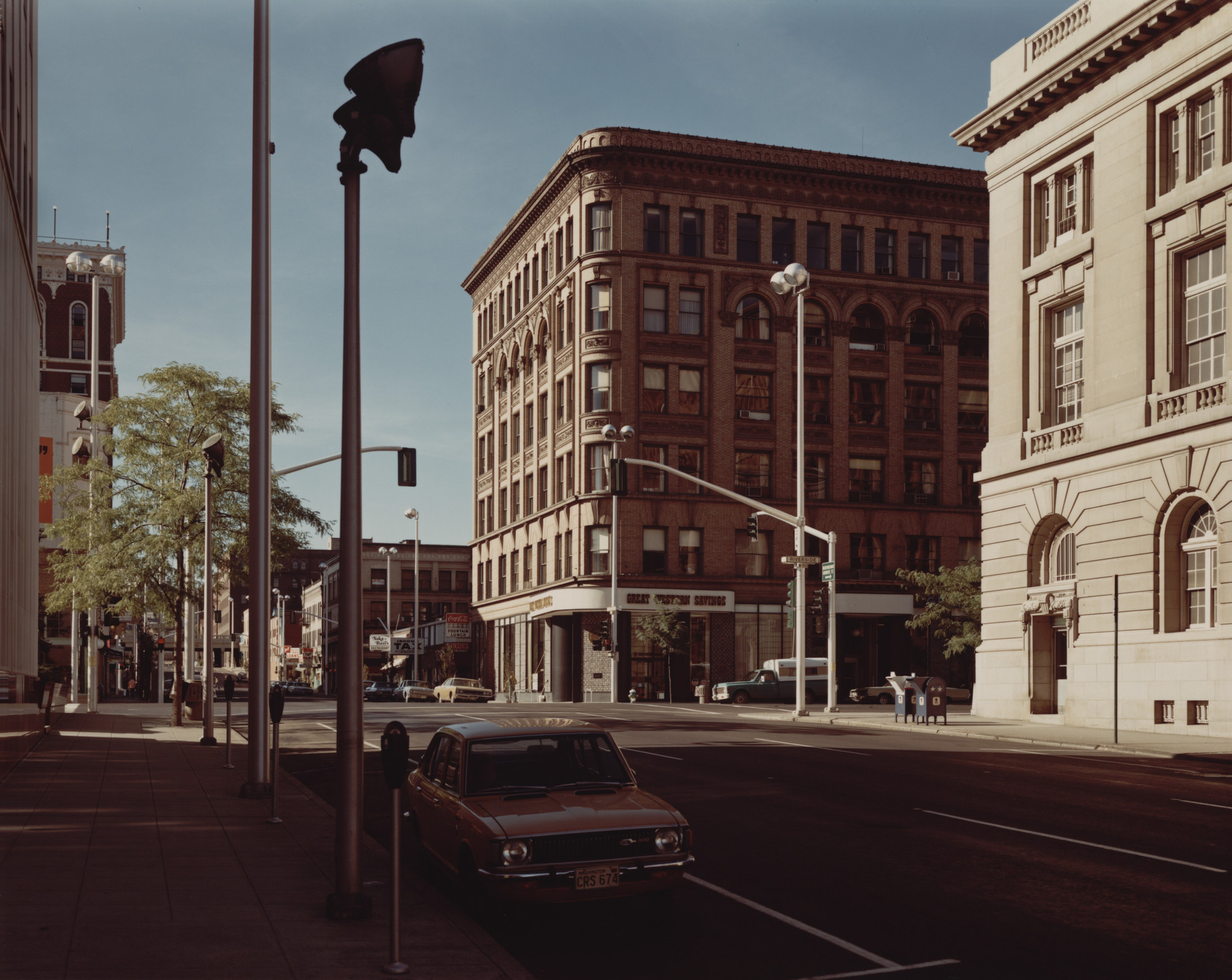 Stephen Shore. Lincoln Street and Riverside Street, Spokane, Washington, August 25, 1974