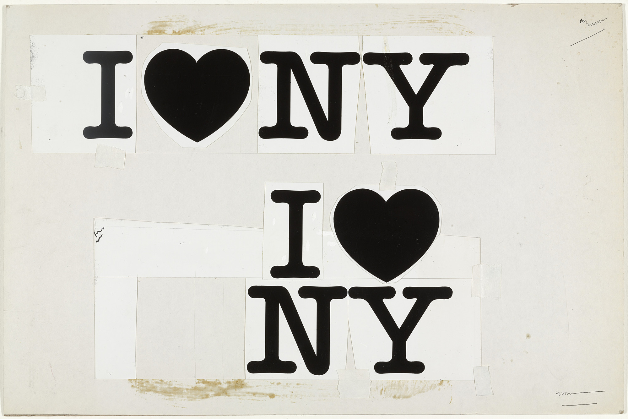 Milton Glaser. I ♥ NY concept layout. 1976