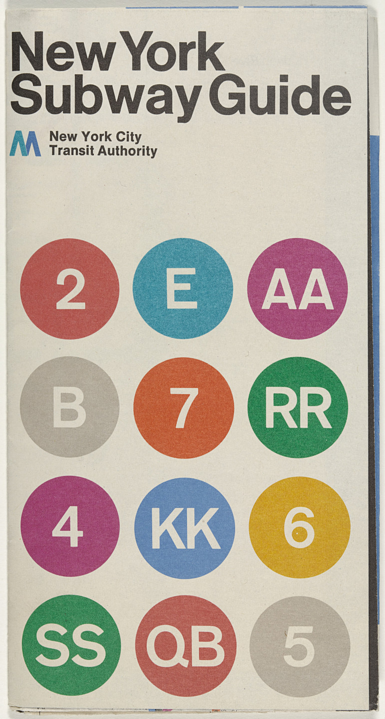 Massimo Vignelli, Joan Charysyn, Bob Noorda, Unimark International Corporation, New York. New York City Subway Guide. 1970–1972