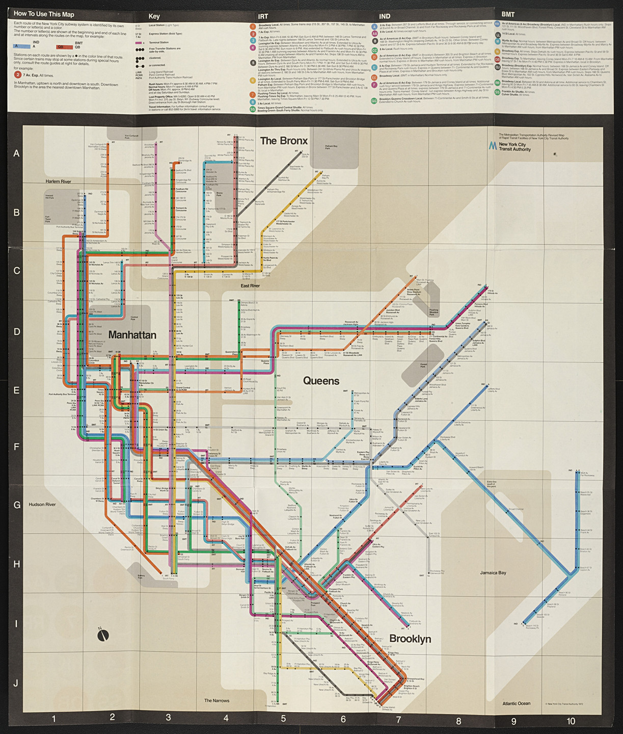 Massimo Vignelli, Joan Charysyn, Bob Noorda, Unimark International Corporation, New York. New York City Subway Guide. 1970–1972