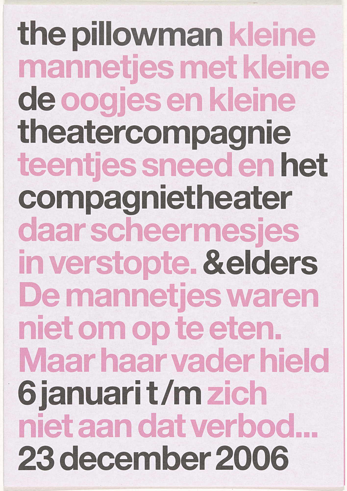 Experimental Jetset. De Theatercompagnie Program Brochures