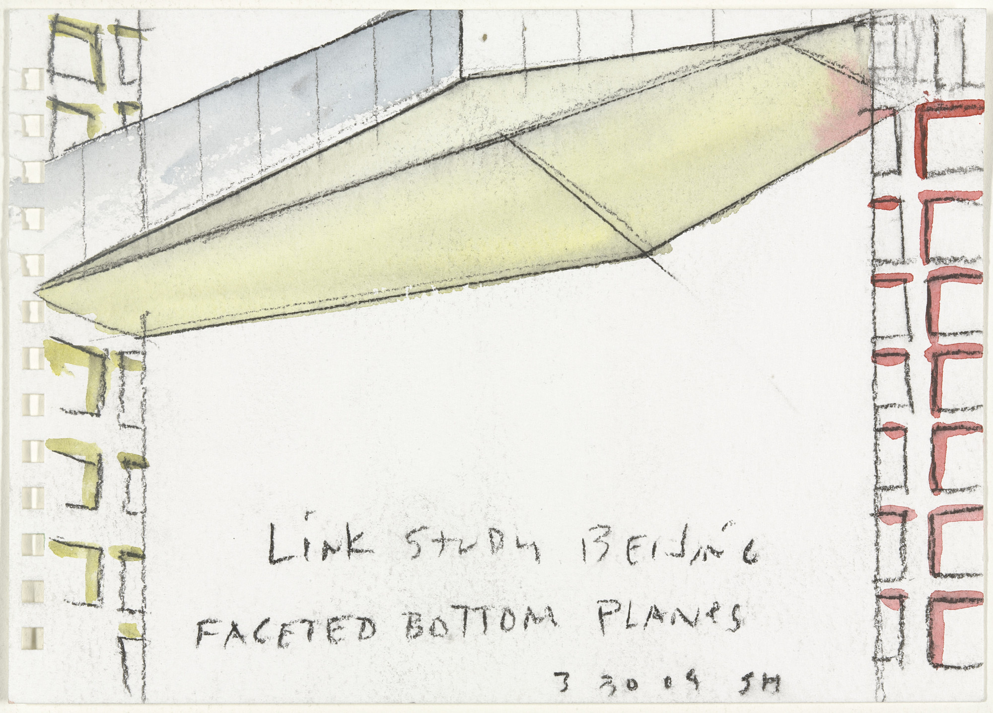 Steven Holl. Linked Hybrid, Beijing, China (Perspective sketch). 2004