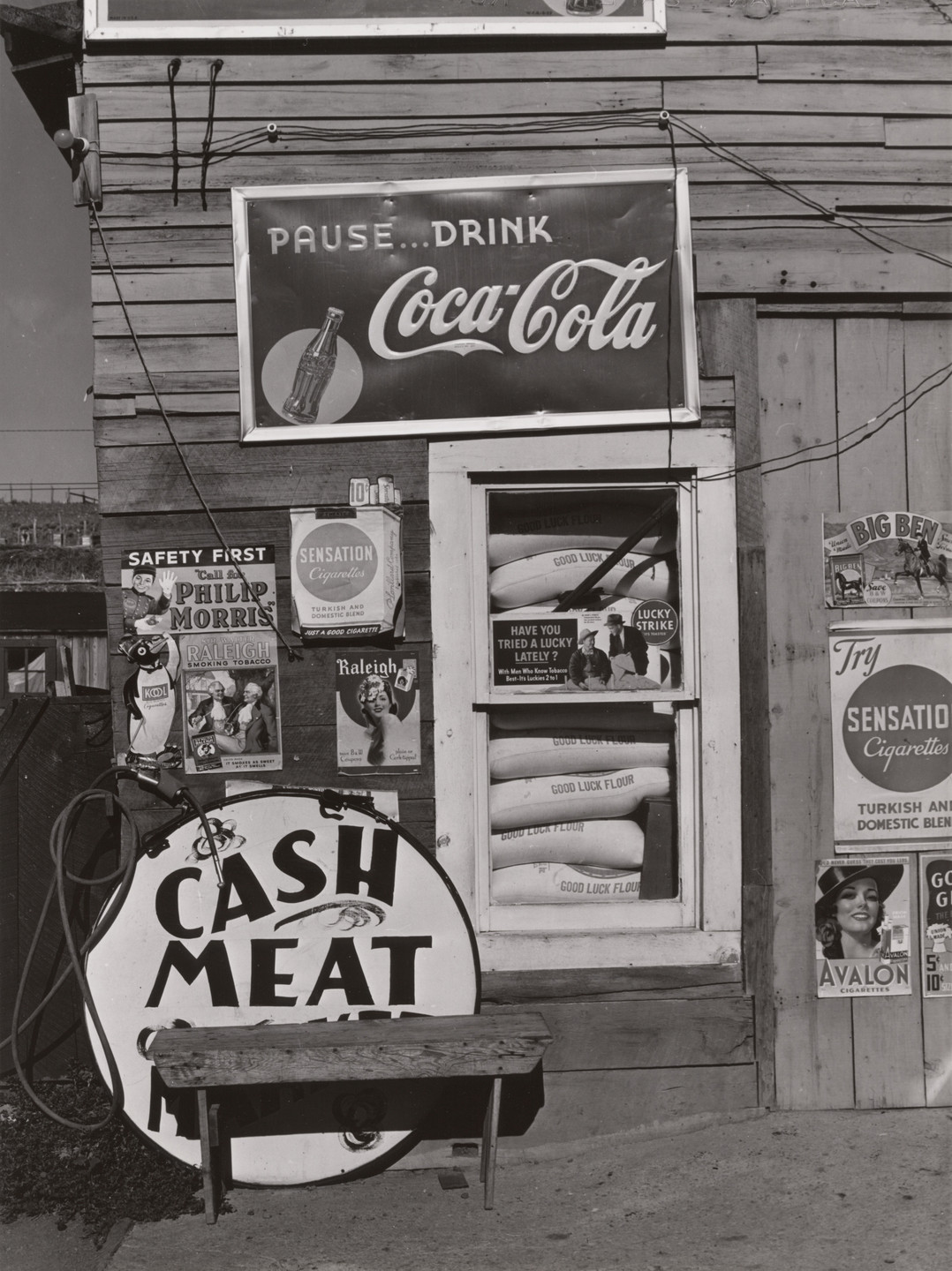 Russell Lee. Detail of Front of Combined Filling Station and Grocery Store, Questa, New Mexico. September 1939