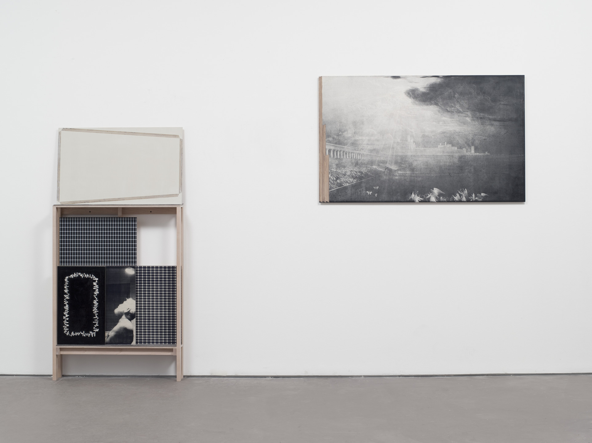 R. H. Quaytman. iamb: Chapter 12, Excerpts and Exceptions, with Painting Rack. 2001-09
