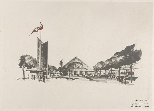 Swiss Pavilion, Paris World's Fair, project
Exterior perspective