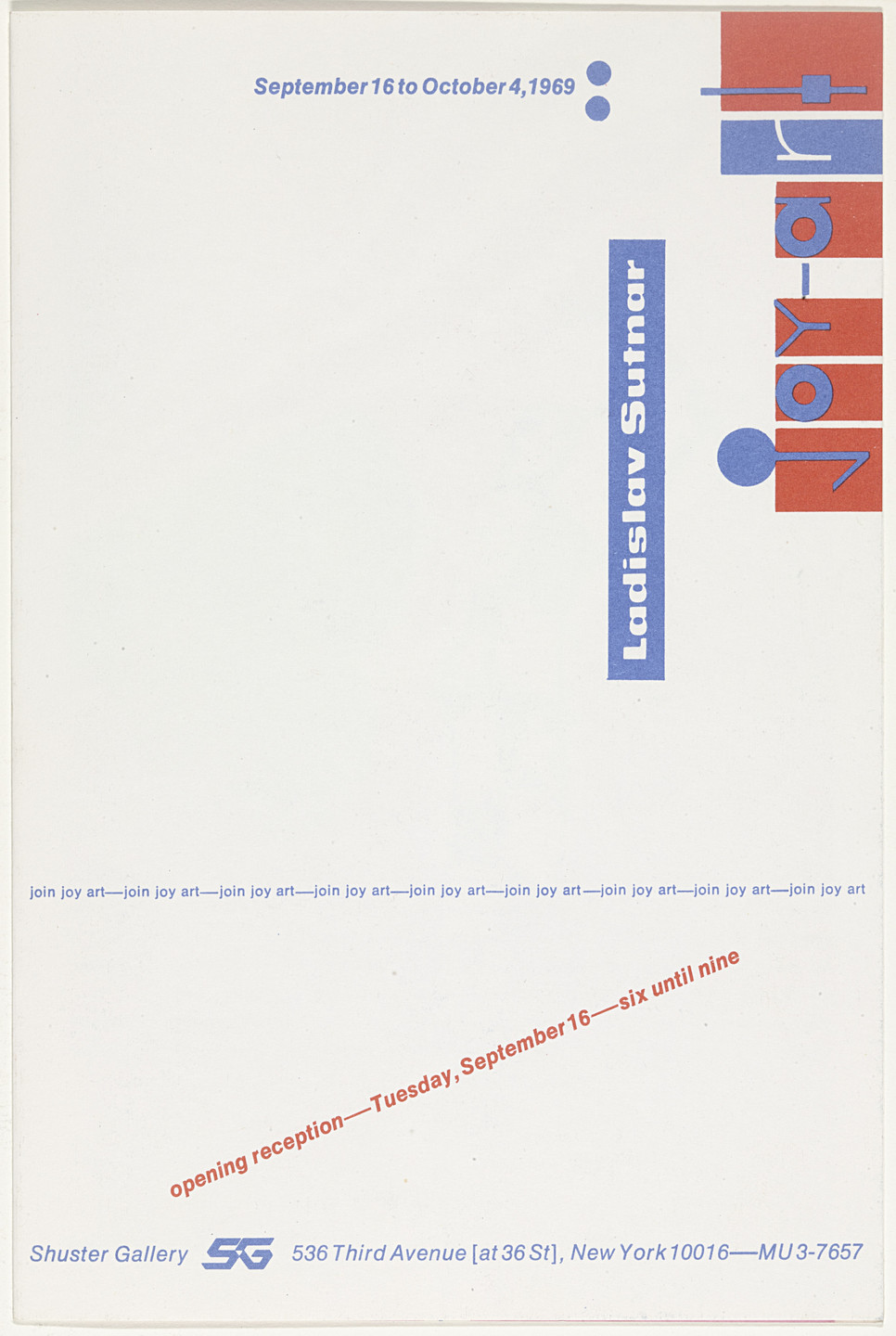 Ladislav Sutnar. Ladislav Sutnar at Shuster Gallery, September 16 to October 4, 1969. 1969