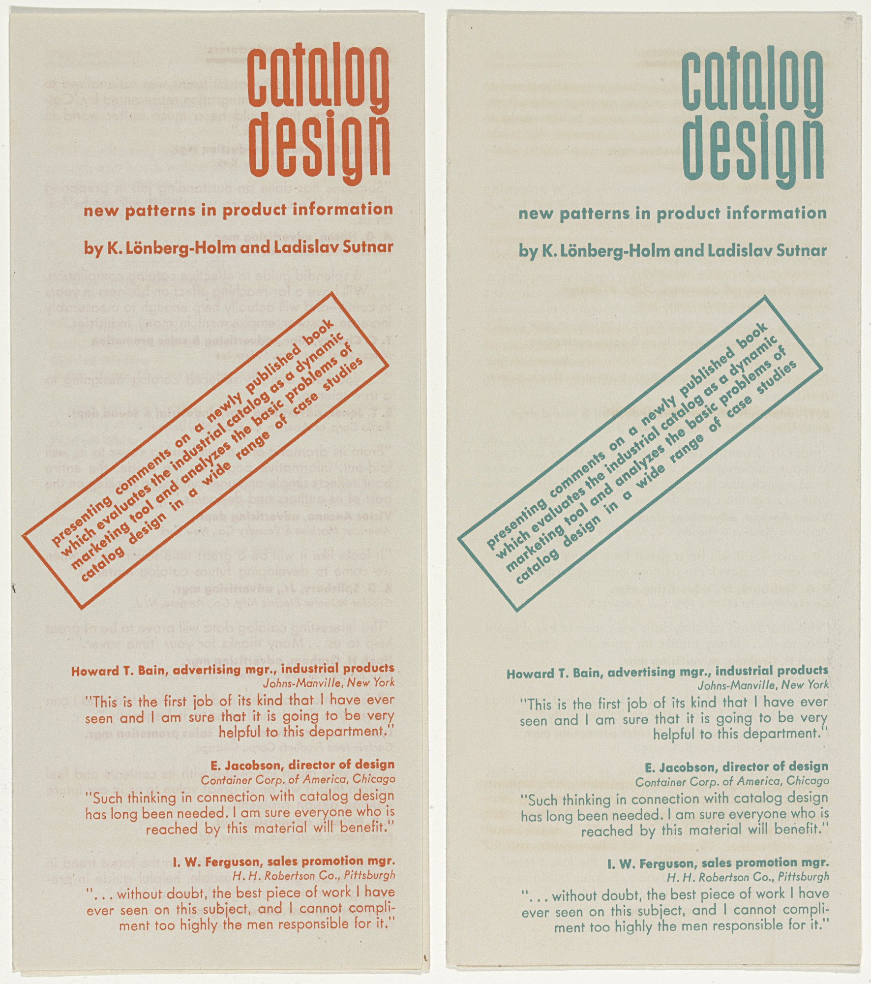 Ladislav Sutnar. Catalog Design. 1950 | MoMA
