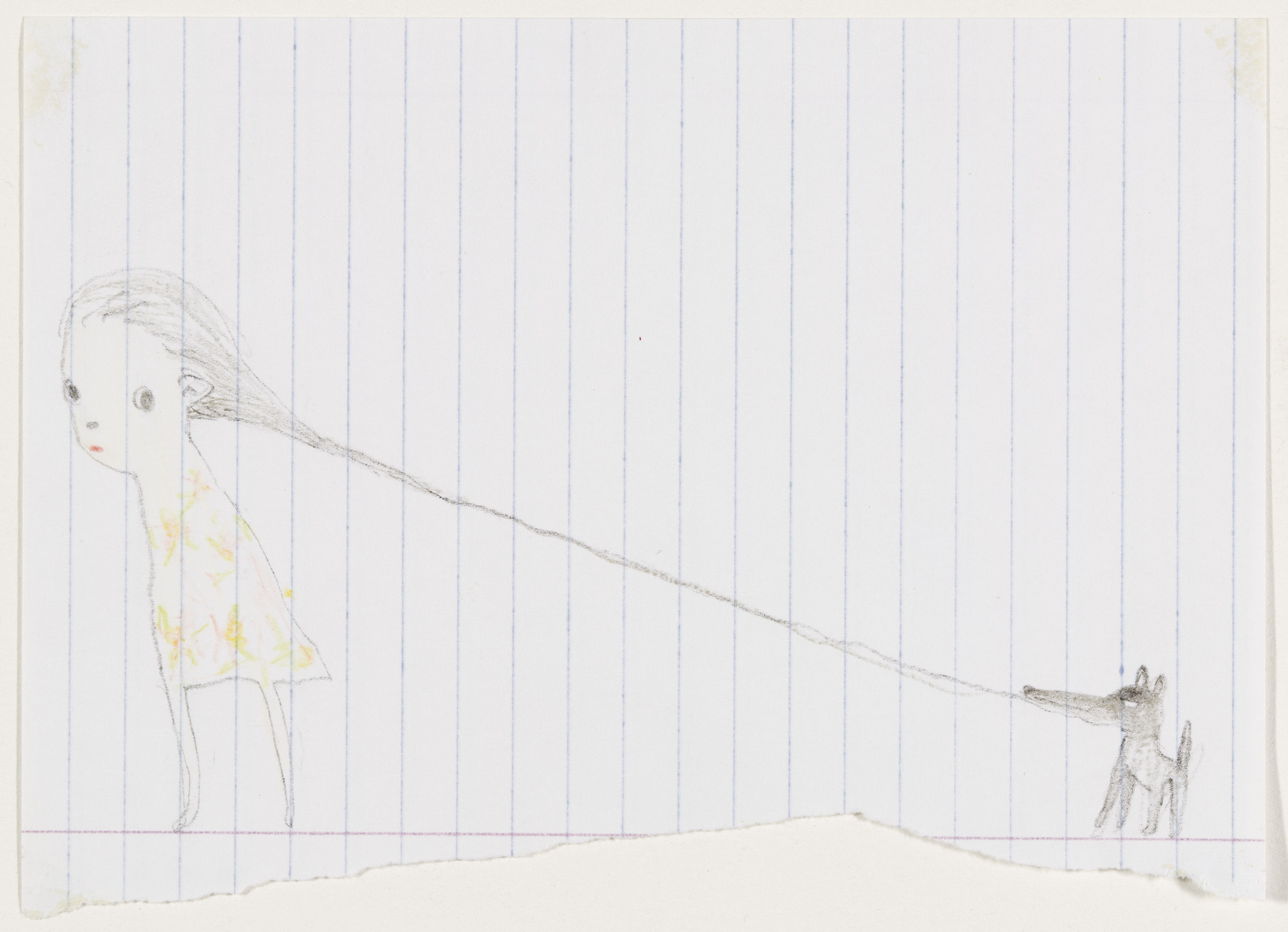 Yoshitomo Nara. Untitled (Girl with hair pulled by a dog) from the series Time of My Life