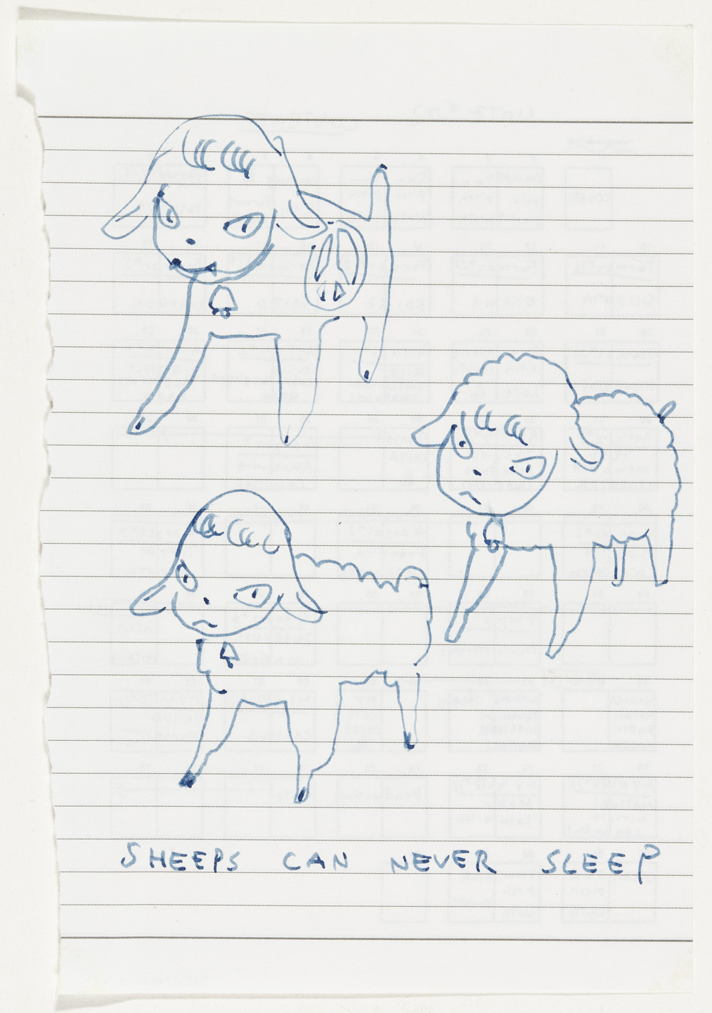 Yoshitomo Nara. Untitled (&#34;Sheeps can never sleep&#34;) from the series Time of My Life. 1992–2000