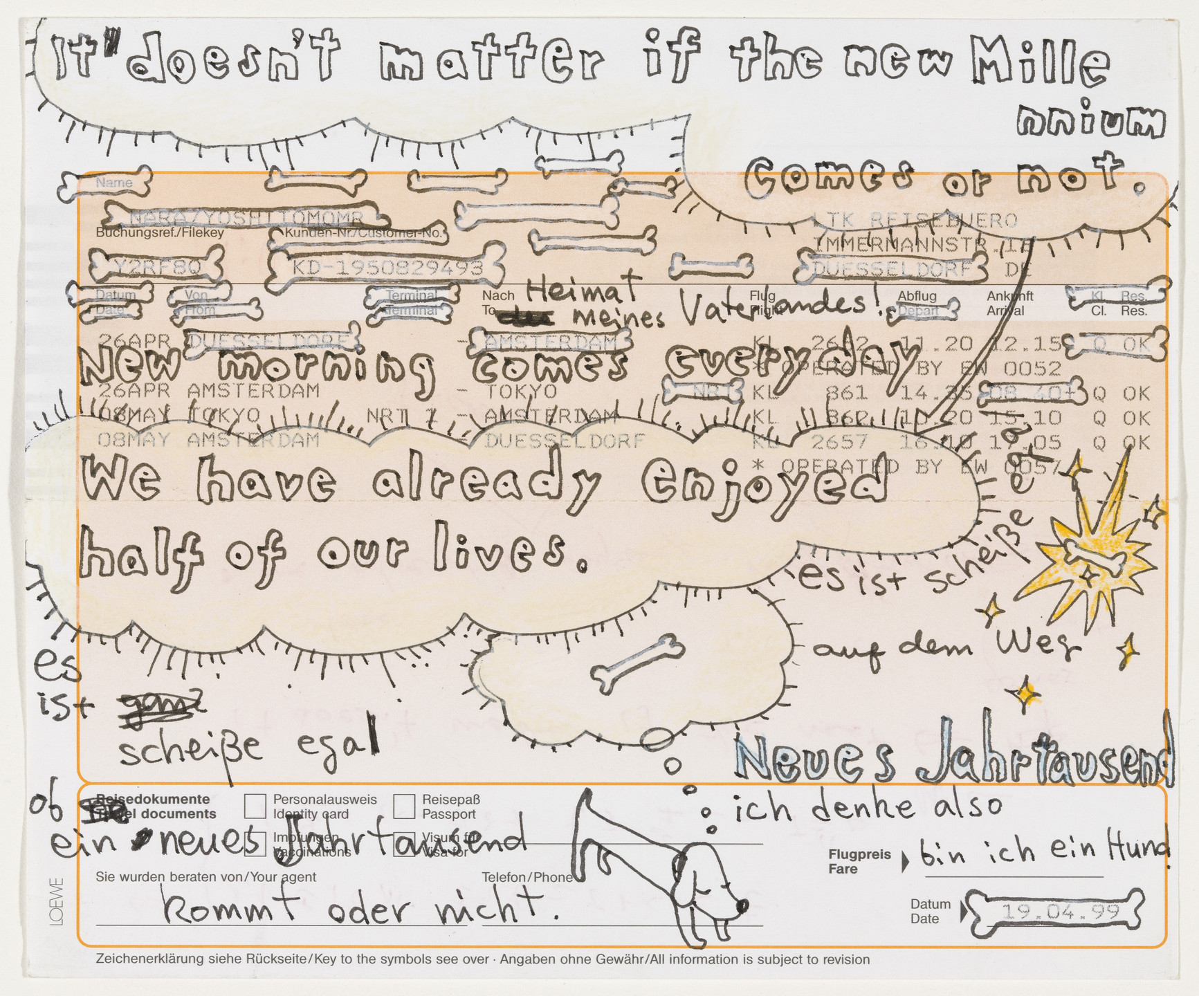 Yoshitomo Nara. Untitled ("It doesn't matter if the new millenium comes or not") from the series Time of My Life. 1992–2000