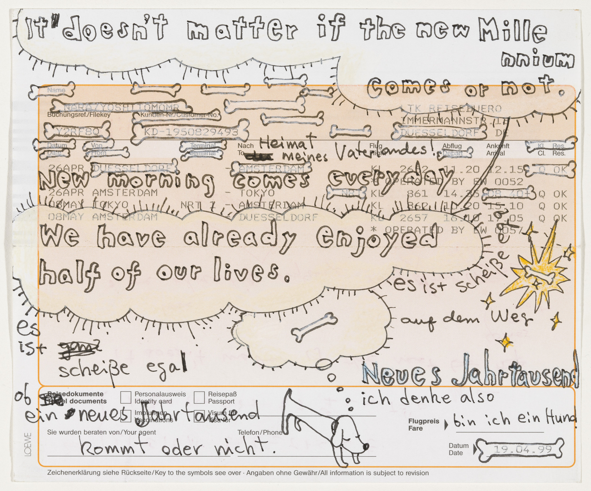 Yoshitomo Nara. Untitled ("It doesn't matter if the new millenium comes or not") from the series Time of My Life