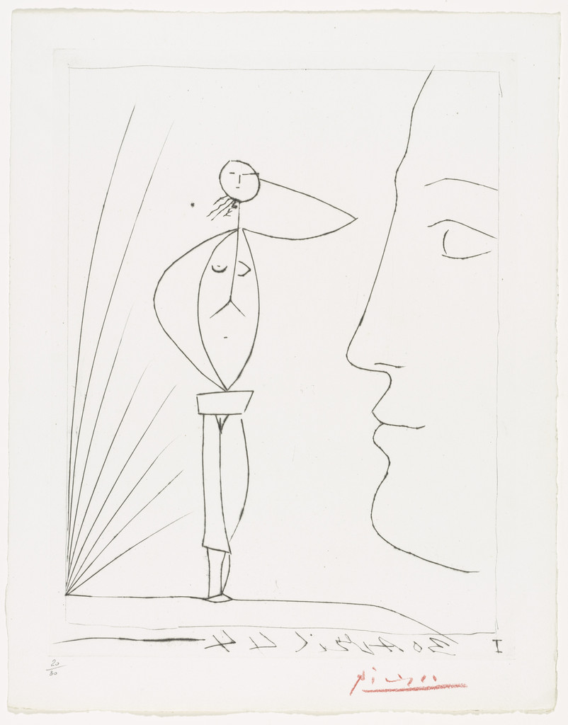 Profile and Female Nude (portfolio, plate I) from Six Contes Fantastiques