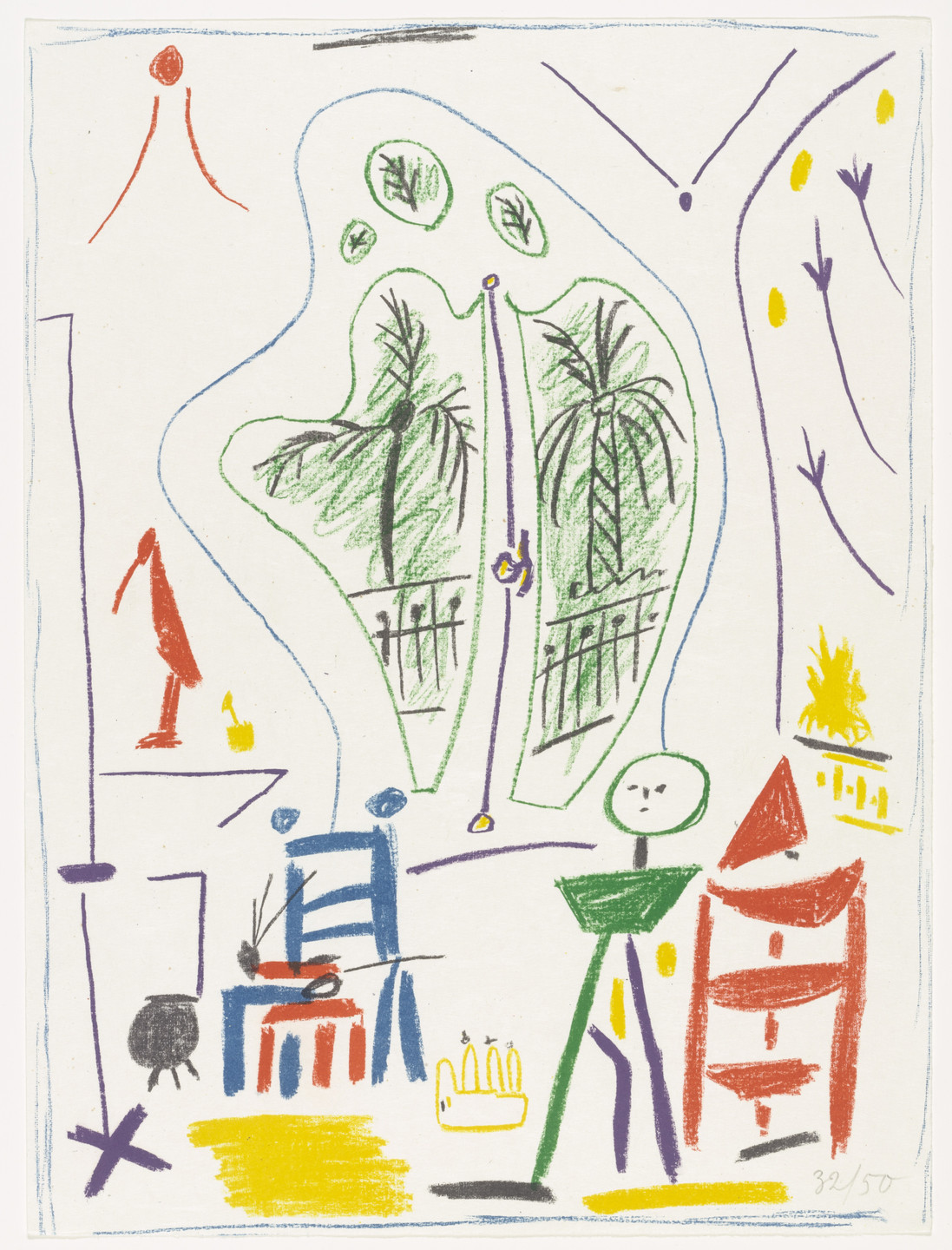 Pablo Picasso. The Cannes Studio or In Picasso&#39;s Studio (supplementary suite, plate 11) from Dans l&#39;Atelier de Picasso. (Print executed 1955)