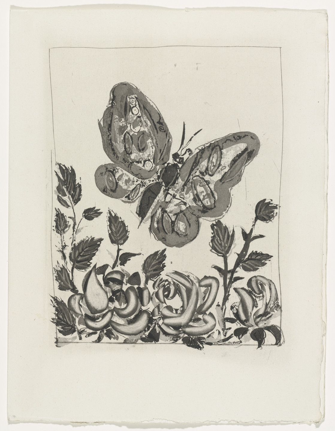 Pablo Picasso. The Butterfly (Le Papillon) (plate, facing page 138) from Eaux-fortes originale pour des textes de Buffon (Histoire naturelle). 1936, published 1942