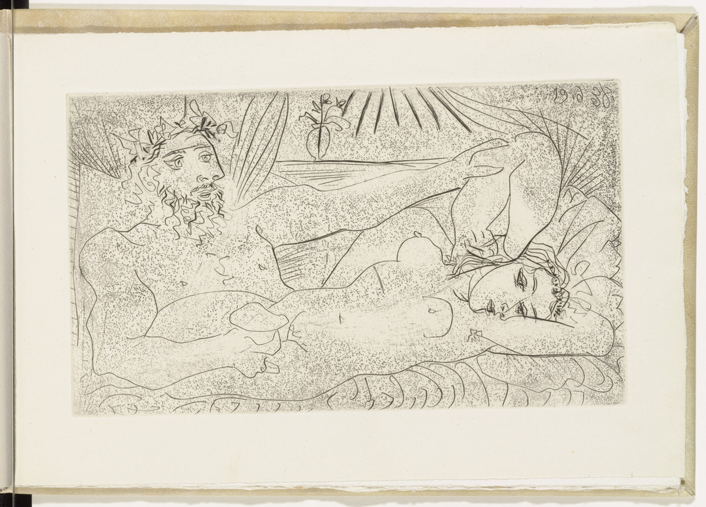 Drinker Caressing a Reclining Woman (Buveur caressant une femme allongée) from Afat