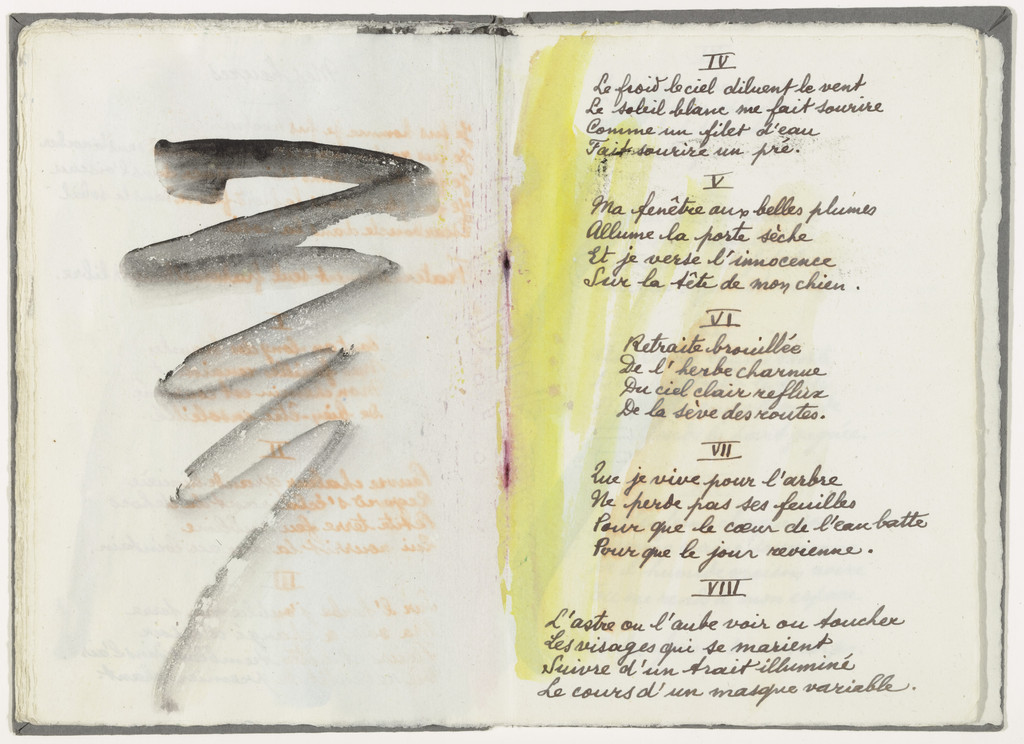 Text with double page decoration (folios 11 verso and 12) from the illustrated book Divers Poèmes du Livre Ouvert