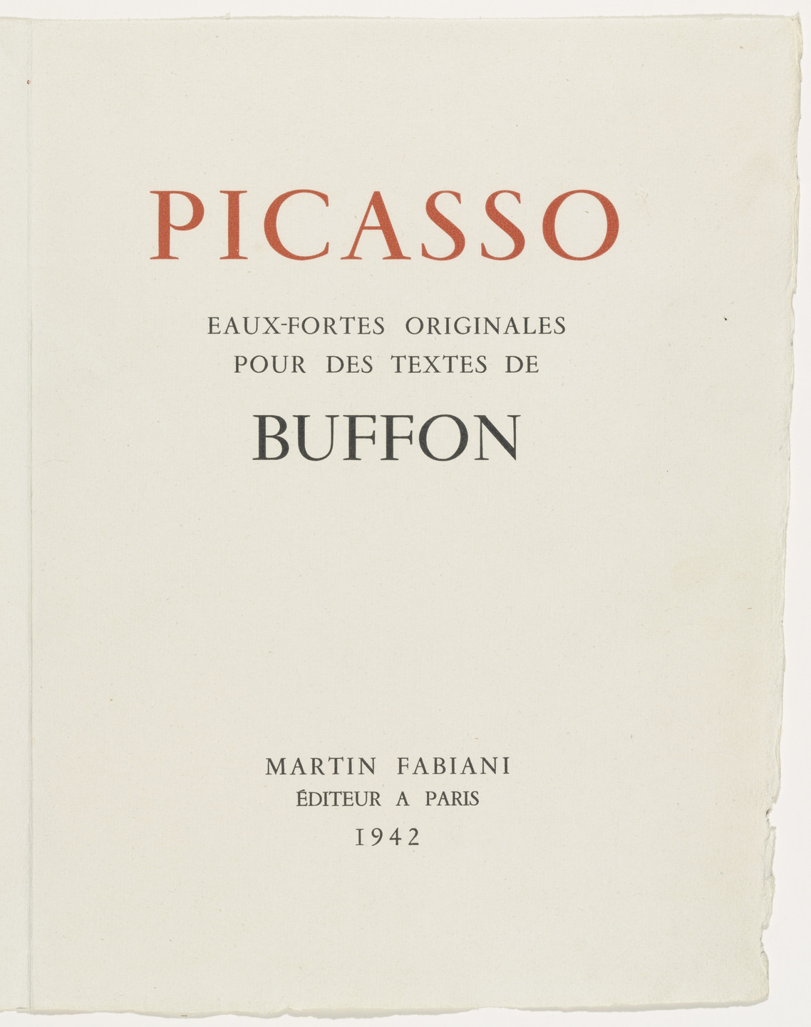 Pablo Picasso. Eaux-fortes originale pour des textes de Buffon (Histoire naturelle). 1936, published 1942