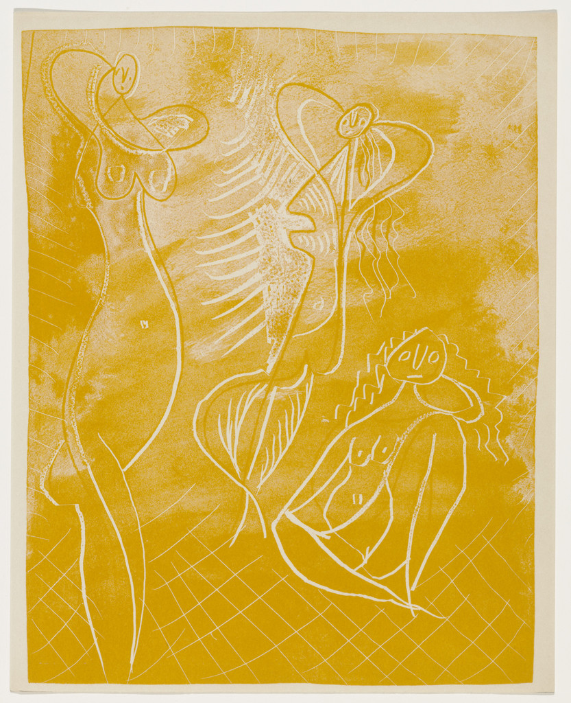 Variant of Three Bathers (1st supplementary suite, plate 10) from the illustrated book La Chèvre-Feuille