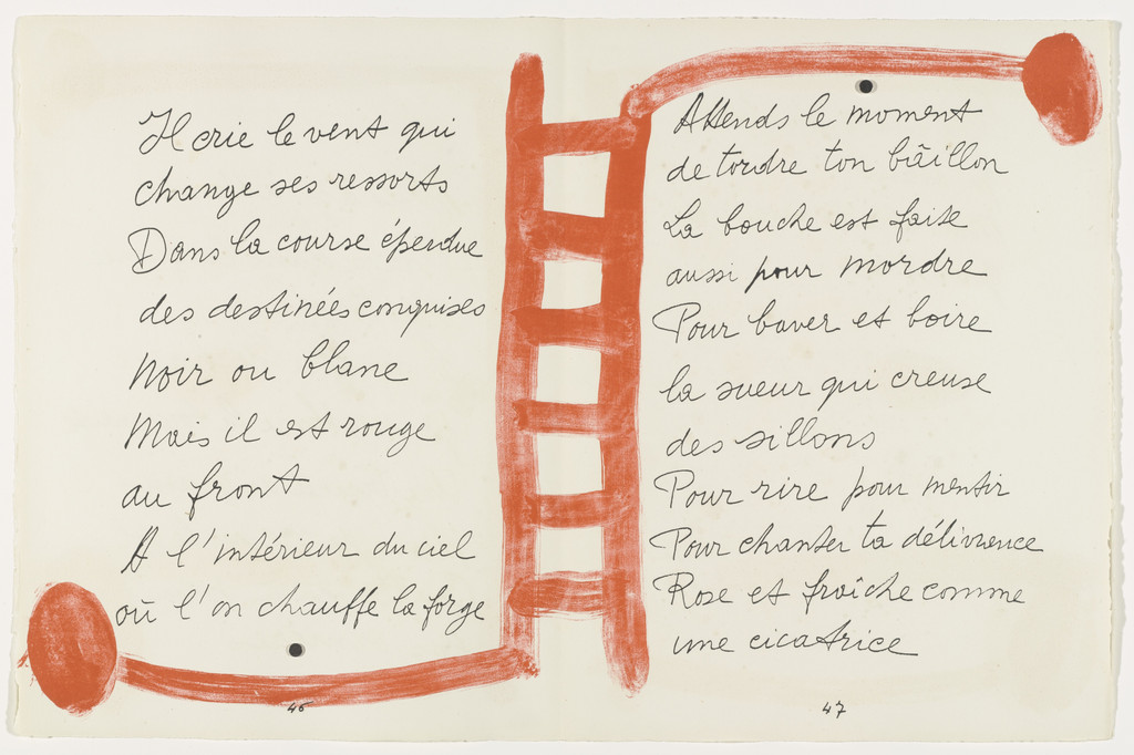 Double page in-text plate (pages 46 and 47) from Le Chant des morts