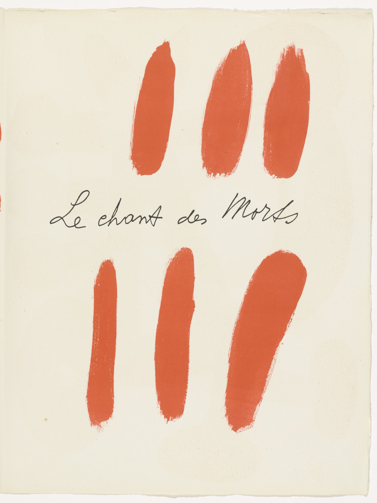 Half title page from Le Chant des morts