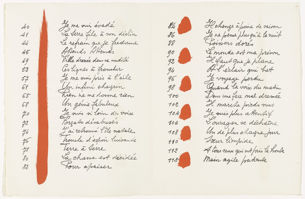 Table of contents (pages 122–123) from Le Chant des morts