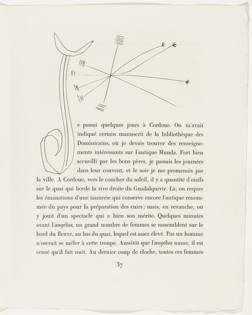 Headpiece and ornamental initial J (page 37) from the illustrated book Carmen