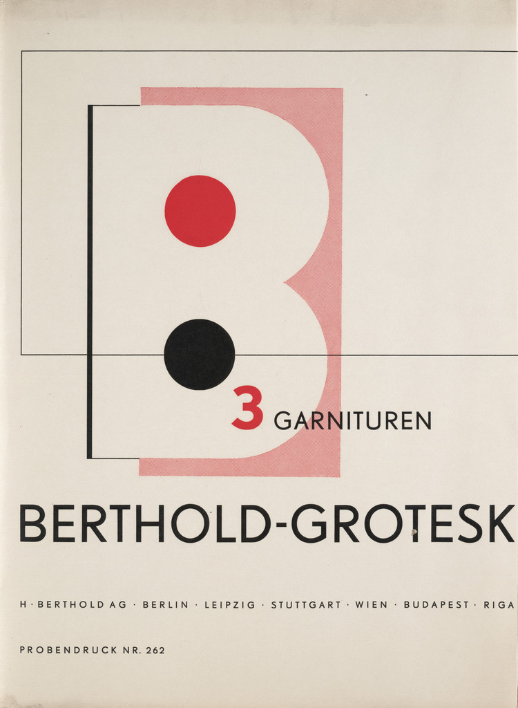 3 Garnituren Berthold-Grotesk, Probendruck Nr. 262