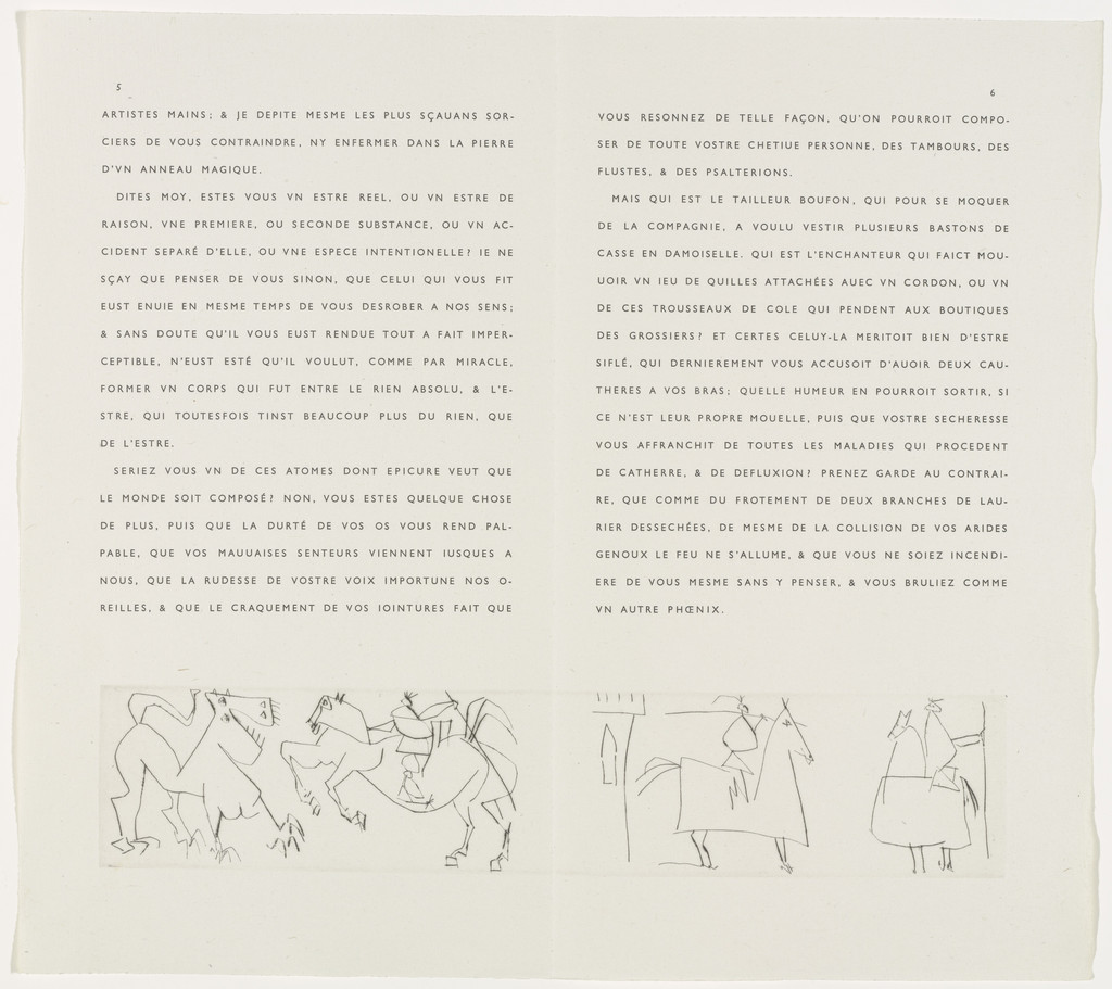 Double page in-text plate (folios 5 verso and 6) from the illustrated book La Maigre