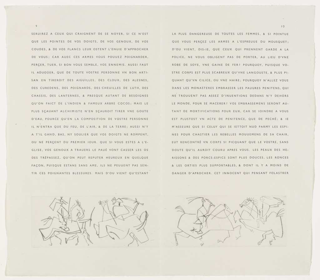 Double page in-text plate (folios 9 verso and 10) from the illustrated book La Maigre