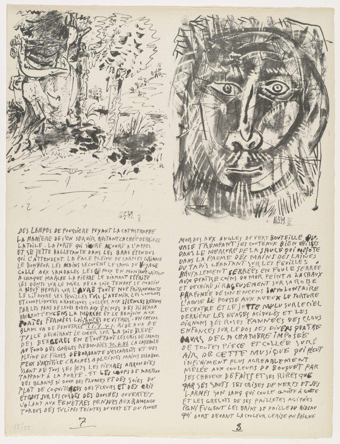 Pablo Picasso. In-text plates (folio 5) from Poèmes et lithographies. 1949, published 1954