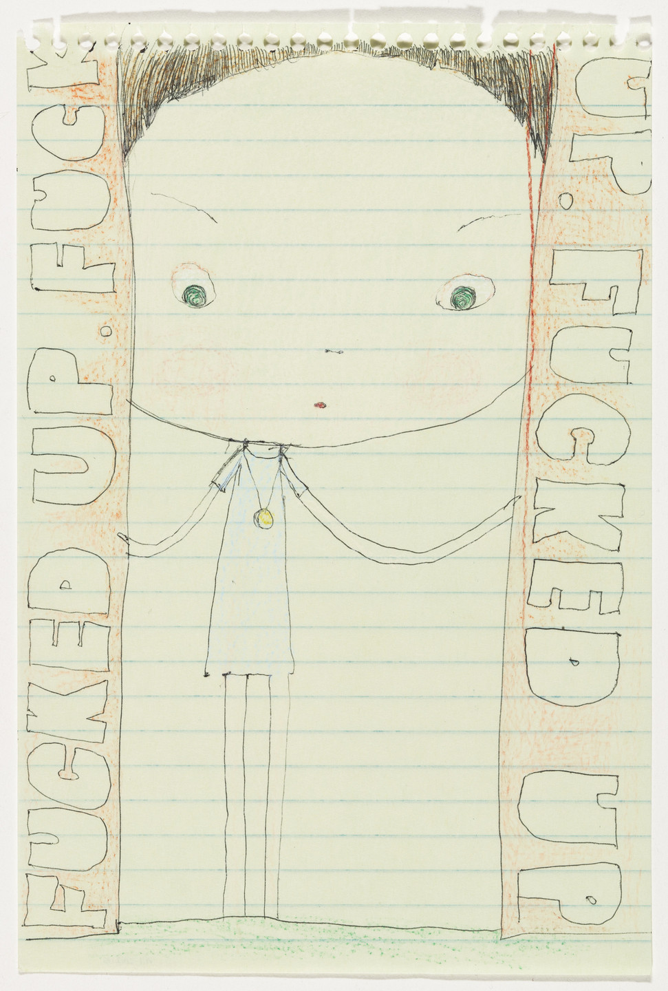 Yoshitomo Nara. Untitled (Person squeezed between "Fucked Up") from the series Time of My Life. 1992–2000