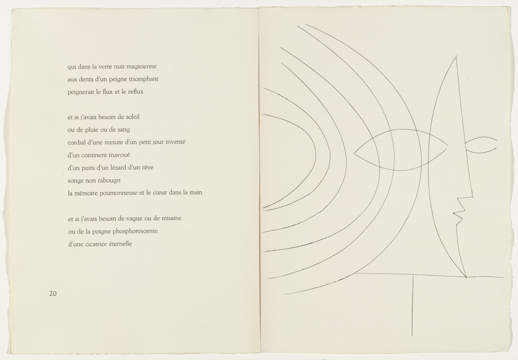 Face in Profile (plate, page 21) from Corps perdu, Pablo Picasso, 1949, published 1950