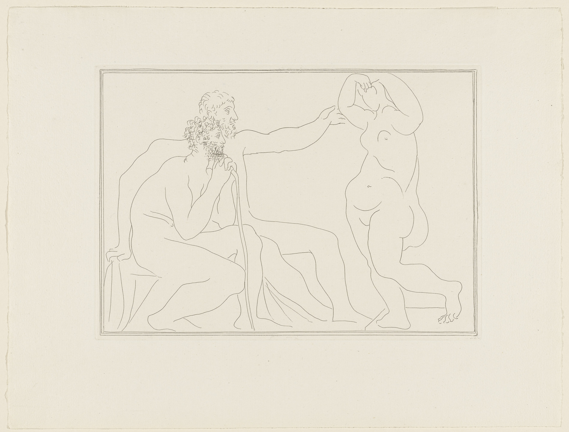 Pablo Picasso. Two Sculptors before a Statue (Deux sculpteurs devant une statue) from the Vollard Suite (Suite Vollard). 1931, published 1939