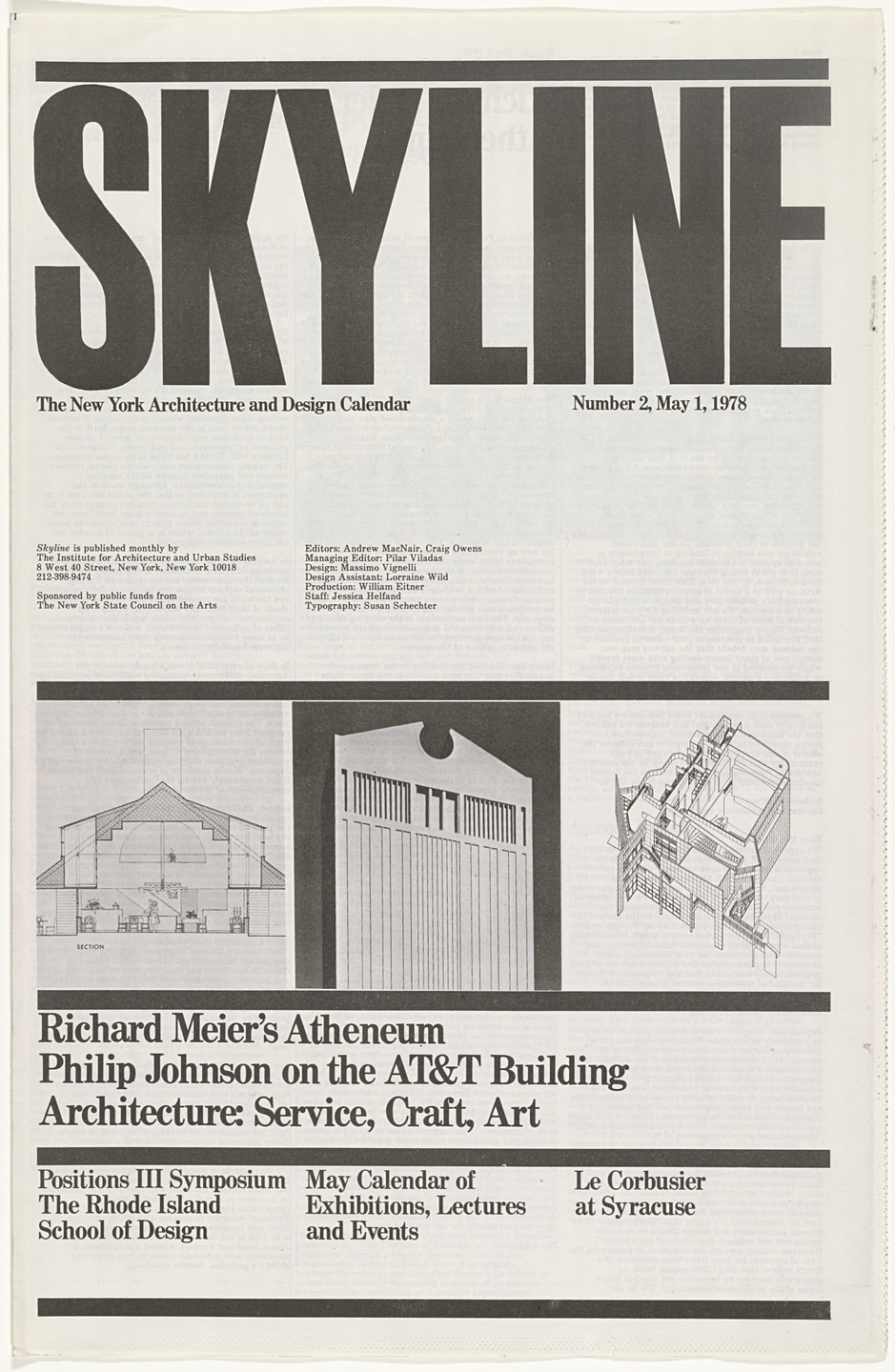 Massimo Vignelli, Lella Vignelli. Skyline, No. 2, May 1, 1978. 1978