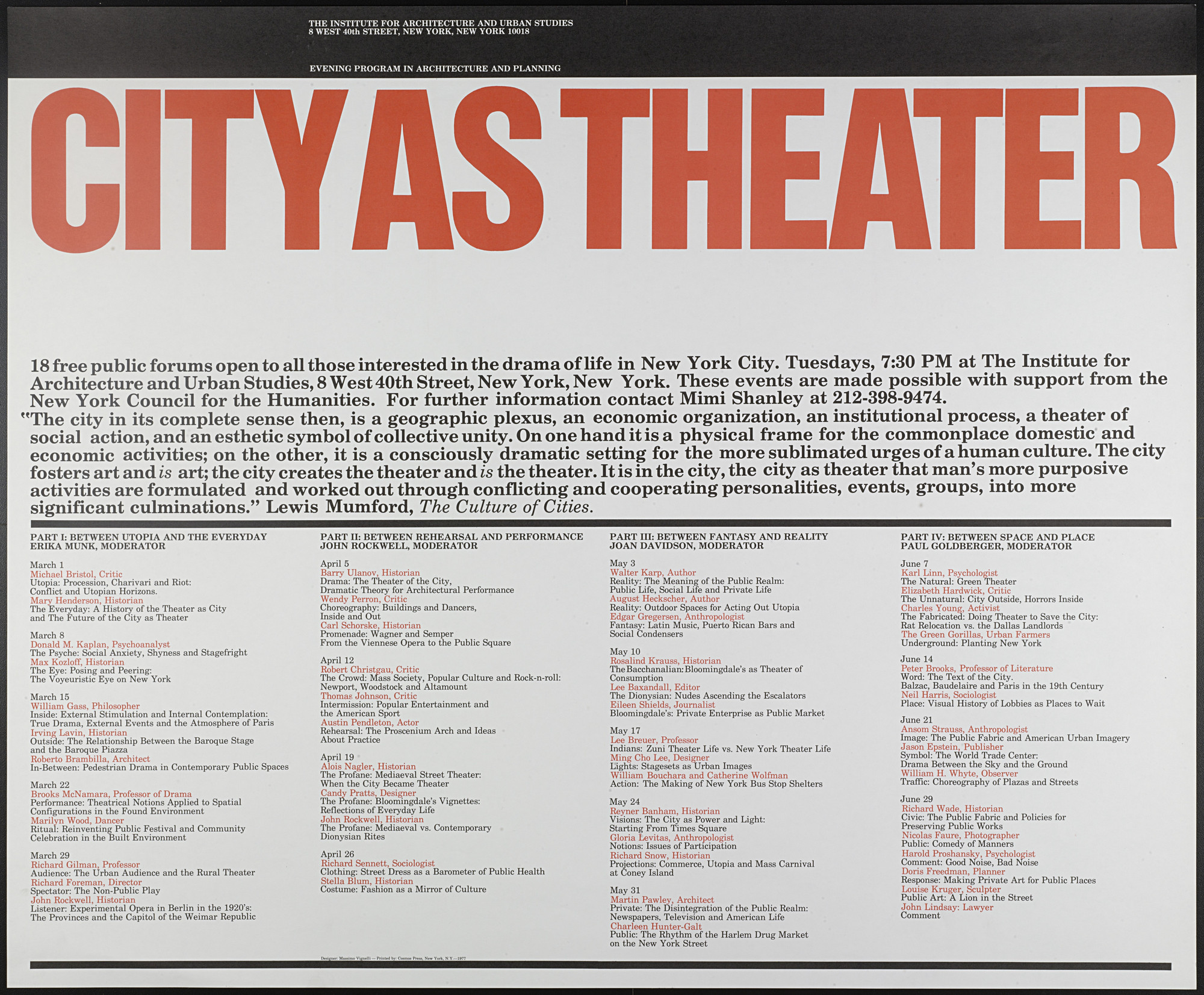 Massimo Vignelli, Lella Vignelli. City As Theater (IAUS)