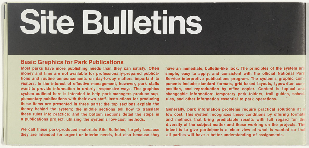 United States National Park Service Publication Program, Site Bulletins