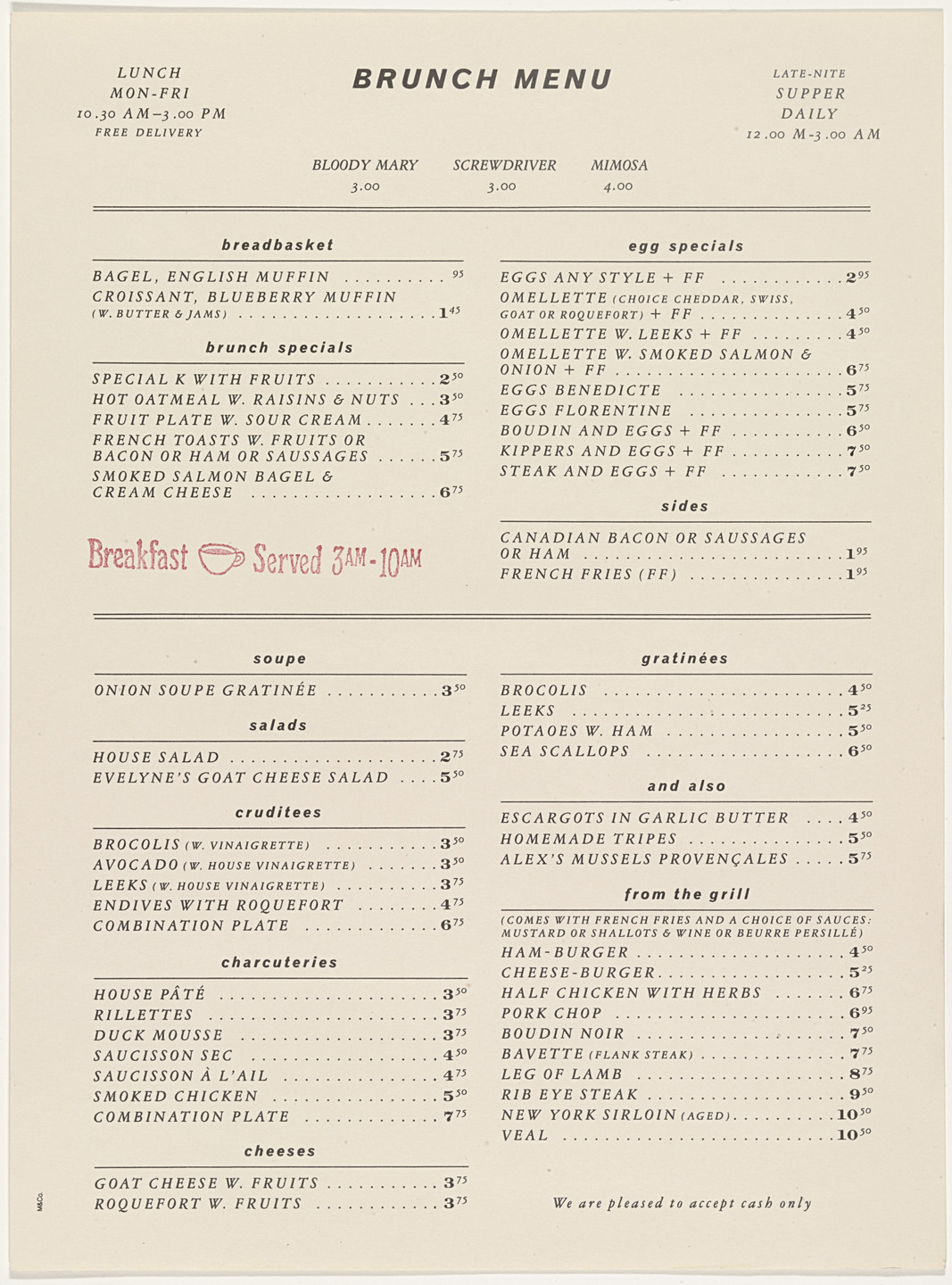 Tibor Kalman, Alexander Isley. Restaurant Florent Menu. 1985