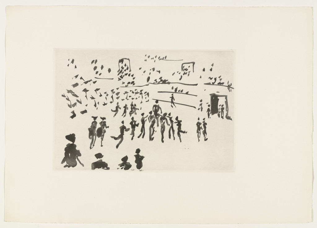 Bullfighter Leaving on the Shoulders of his Fans, plate 24 (facing page 121) from La Tauromaquia