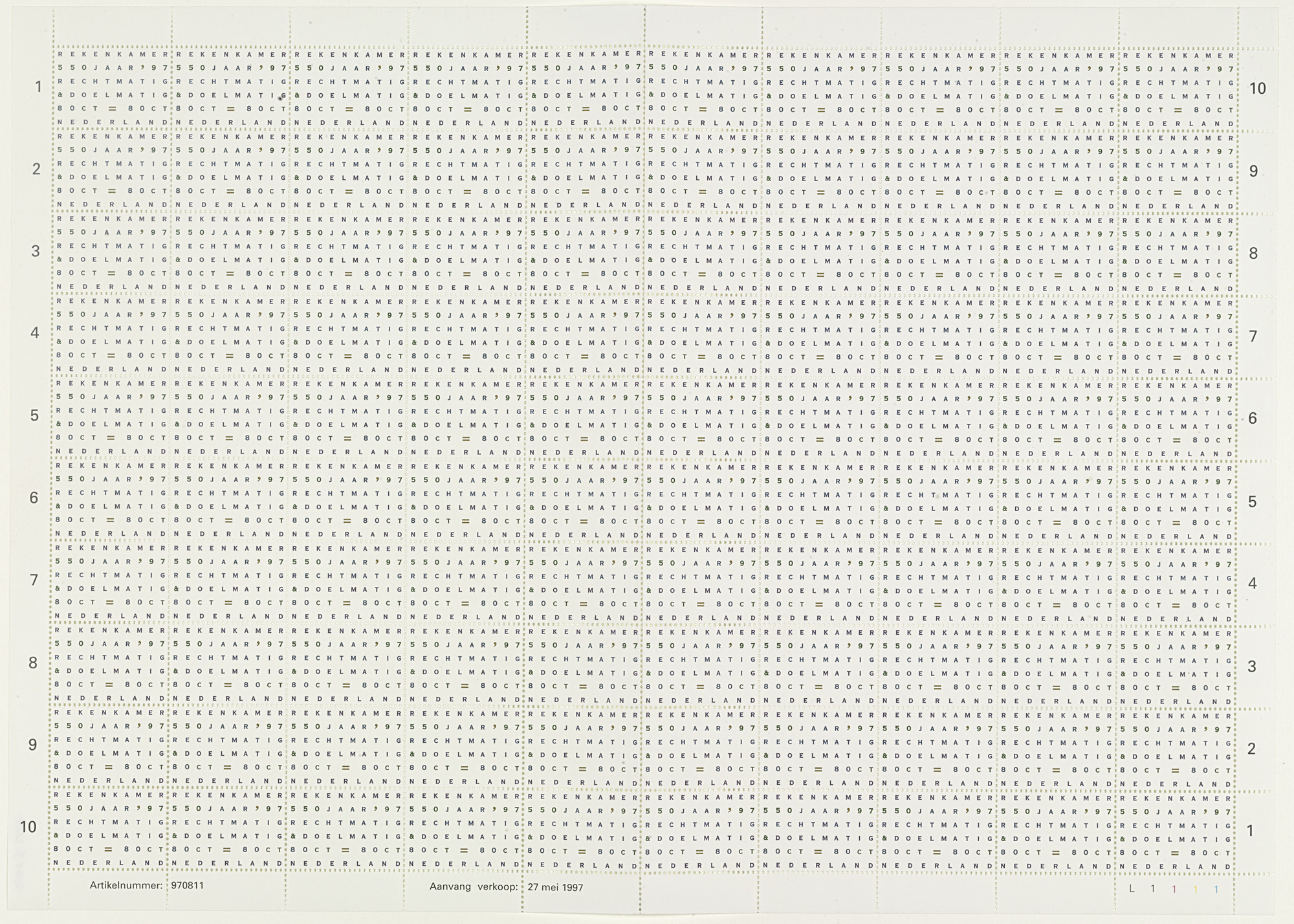 Irma Boom. Rekenkamer Postage Stamps. 1997