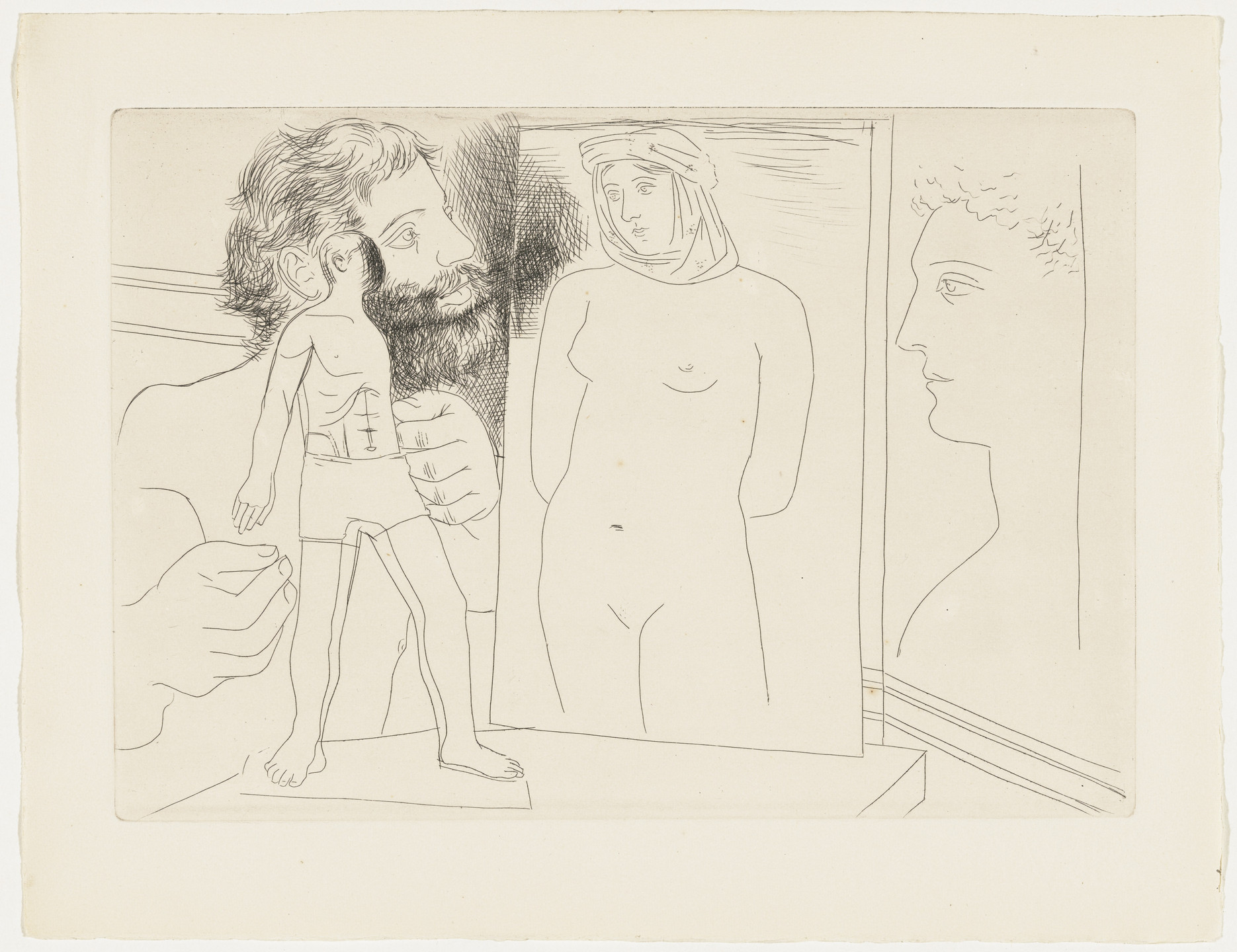 Pablo Picasso. Sculptor with Sculpture and Other Works from Le Chef-d&#39;œuvre inconnu. 1927, published 1931