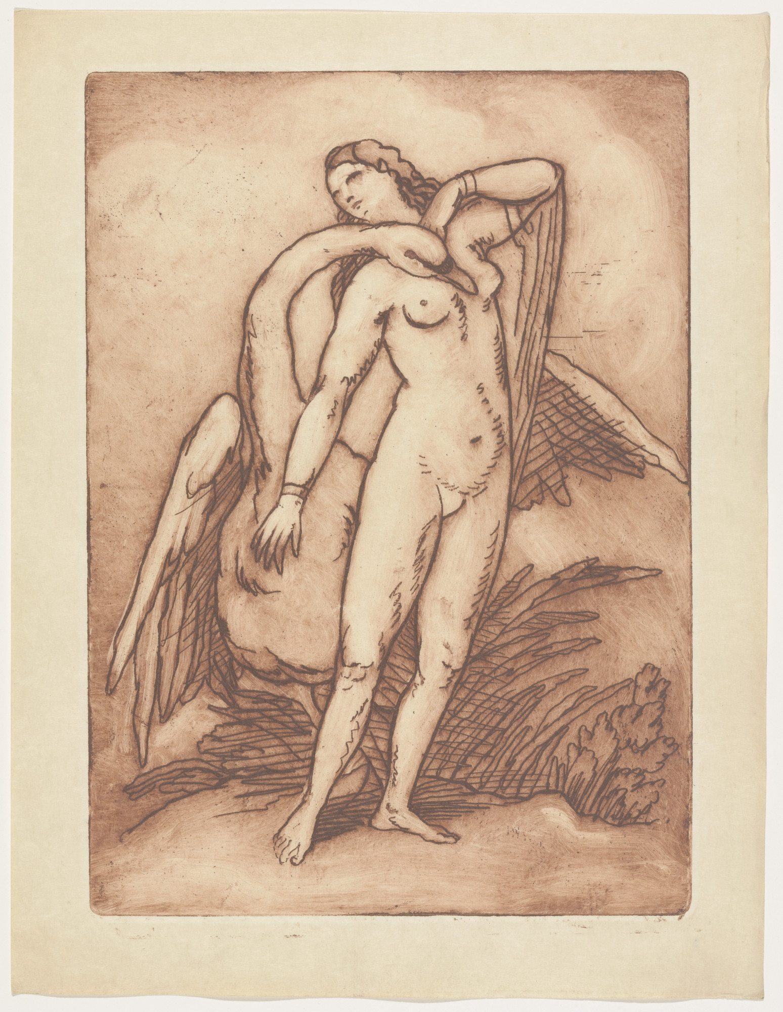 Émile Bernard. Jupiter and Leda (plate, folio 43) from Les Amours (The Loves)