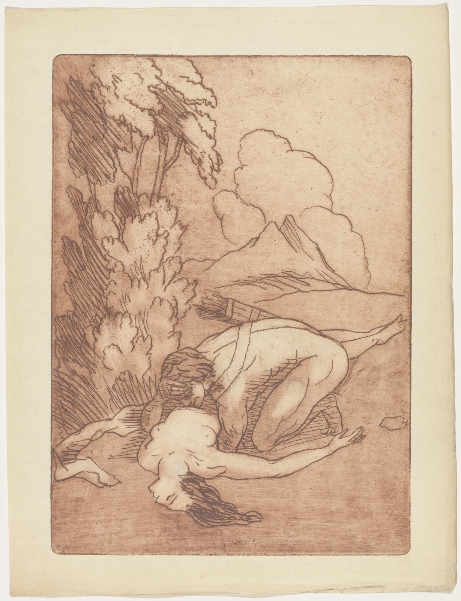 Émile Bernard. Cephalus and Procris (plate, folio 52) from Les Amours (The Loves)